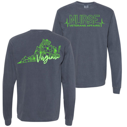 VA Nurse Heartbeat with State - Comfort Colors