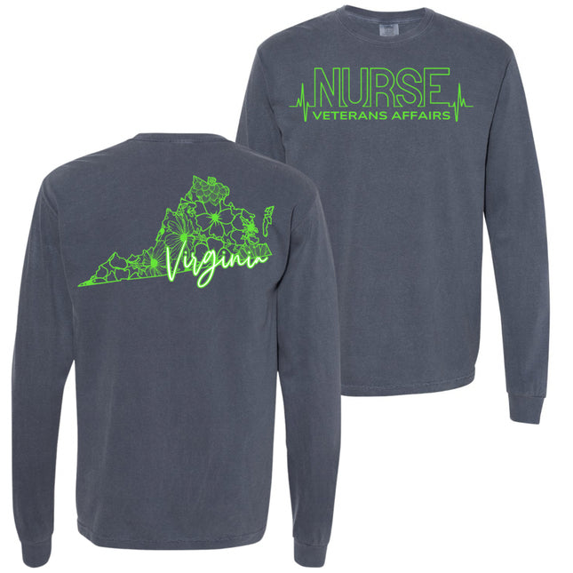 VA Nurse Heartbeat with State - Comfort Colors