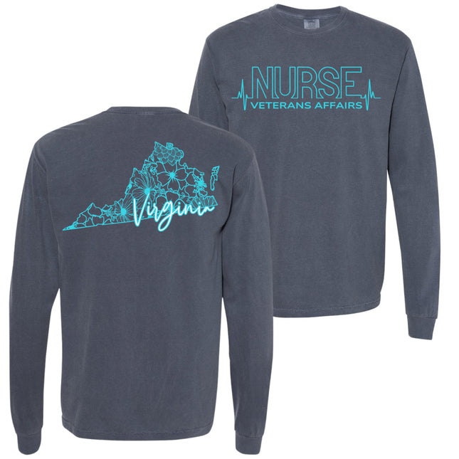 VA Nurse Heartbeat with State - Comfort Colors