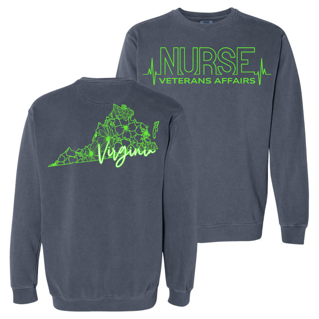 VA Nurse Heartbeat with State - Comfort Colors