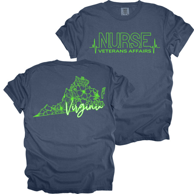 VA Nurse Heartbeat with State - Comfort Colors