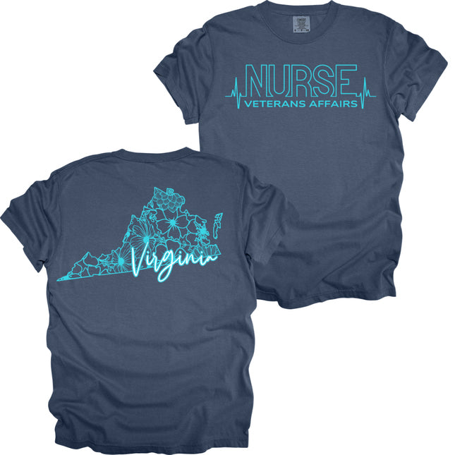 VA Nurse Heartbeat with State - Comfort Colors