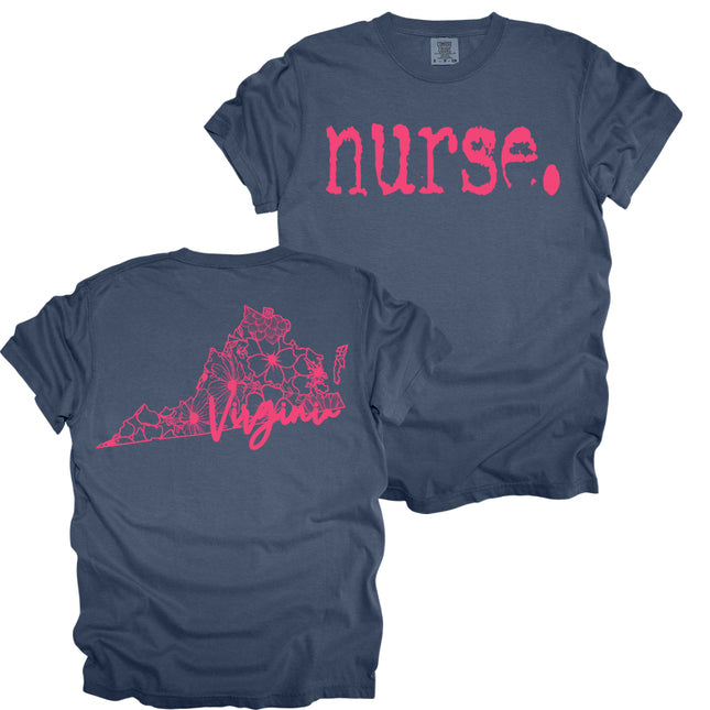 Typewriter Nurse with Virginia State on back - Comfort Colors