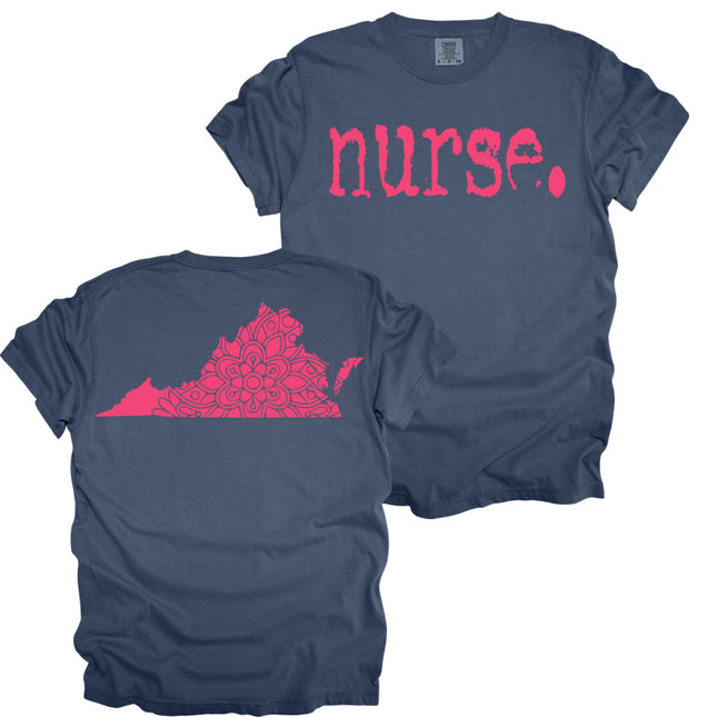 Typewriter Nurse with Virginia State on back - Comfort Colors