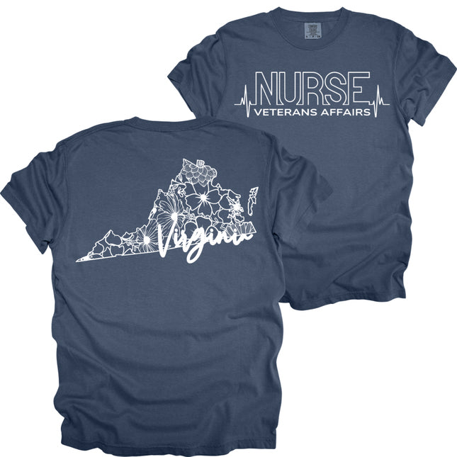 VA Nurse Heartbeat with State - Comfort Colors