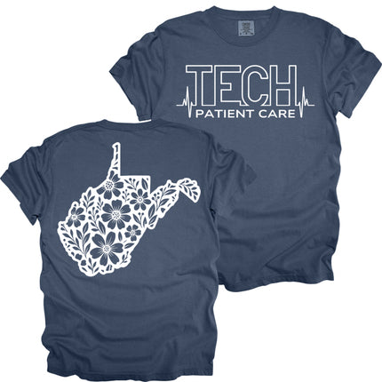 CNA or Patient Care Tech Heartbeat with West Virginia Outline on back