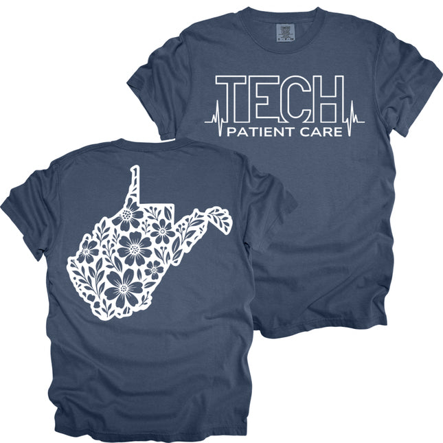 CNA or Patient Care Tech Heartbeat with West Virginia Outline on back
