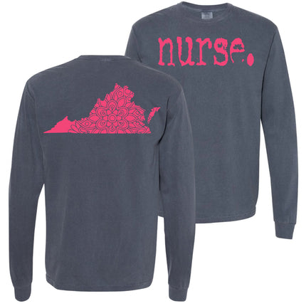 Typewriter Nurse with Virginia State on back - Comfort Colors