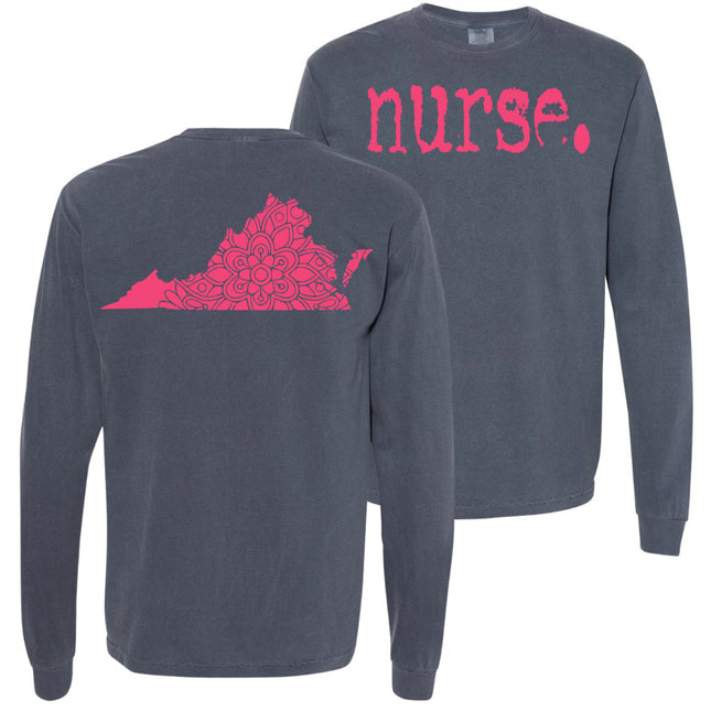 Typewriter Nurse with Virginia State on back - Comfort Colors