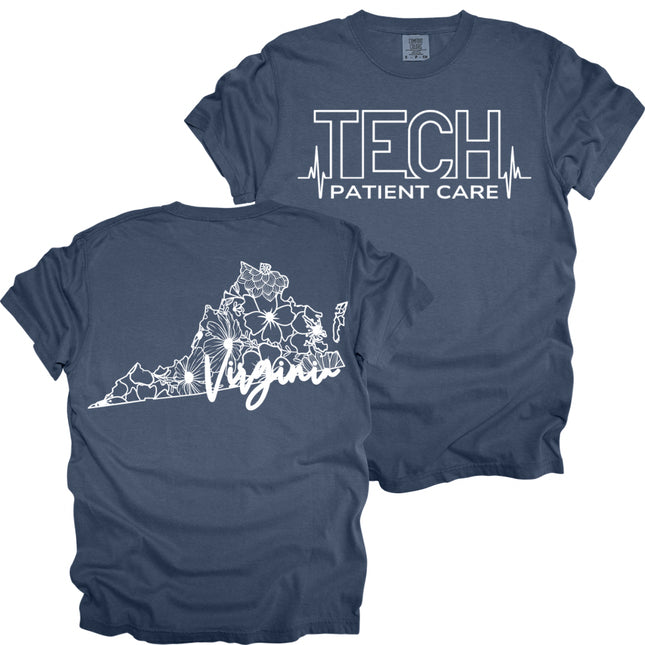 CNA or Patient Care Tech Heartbeat with Virginia Outline on back
