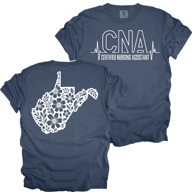 CNA or Patient Care Tech Heartbeat with West Virginia Outline on back