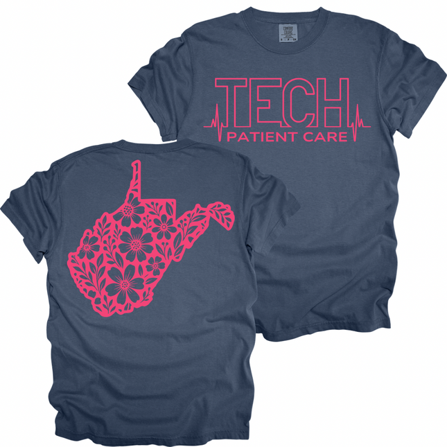 CNA or Patient Care Tech Heartbeat with West Virginia Outline on back