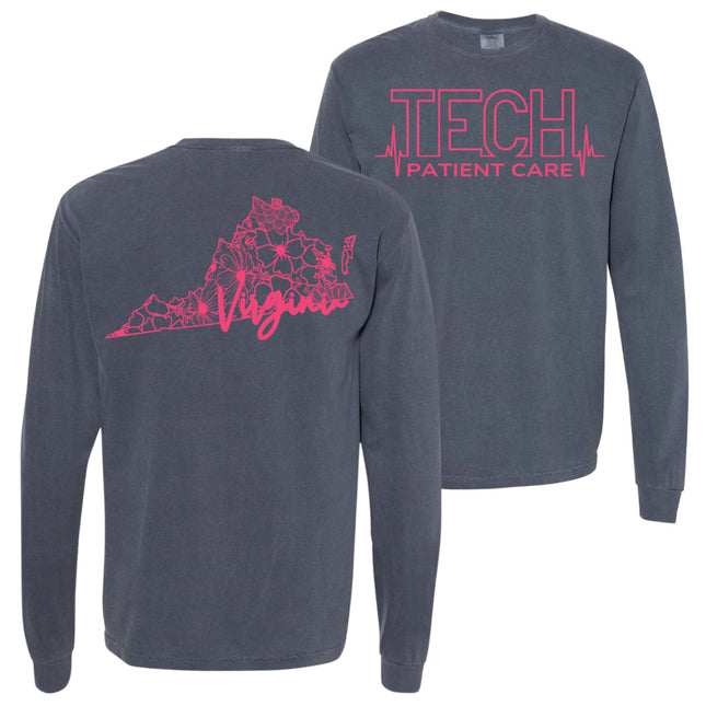 CNA or Patient Care Tech Heartbeat with Virginia Outline on back