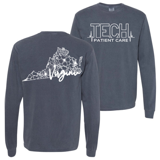 CNA or Patient Care Tech Heartbeat with Virginia Outline on back