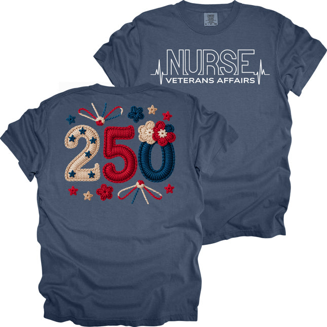 "250" Year USA Faux Embroidery VA Nurse - Comfort Colors T-Shirt