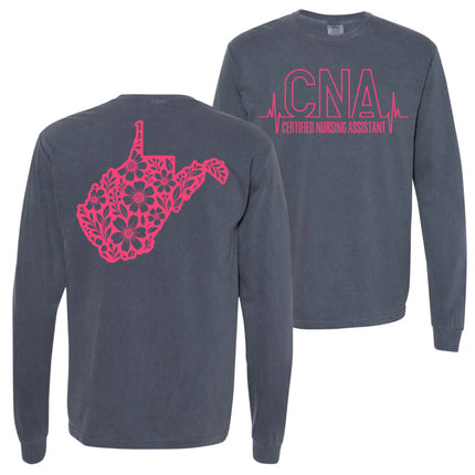 CNA or Patient Care Tech Heartbeat with West Virginia Outline on back