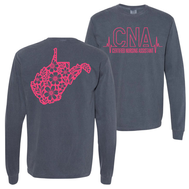 CNA or Patient Care Tech Heartbeat with West Virginia Outline on back