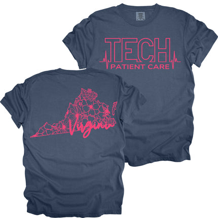CNA or Patient Care Tech Heartbeat with Virginia Outline on back