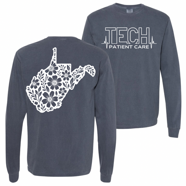 CNA or Patient Care Tech Heartbeat with West Virginia Outline on back
