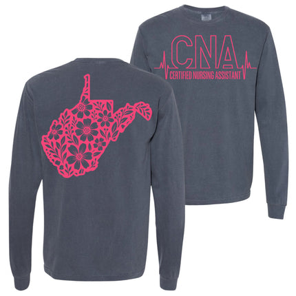 CNA or Patient Care Tech Heartbeat with West Virginia Outline on back