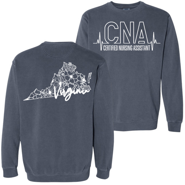 CNA or Patient Care Tech Heartbeat with Virginia Outline on back