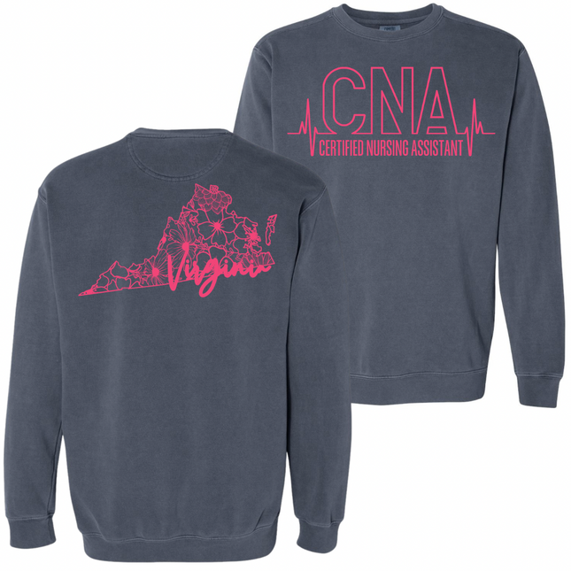 CNA or Patient Care Tech Heartbeat with Virginia Outline on back