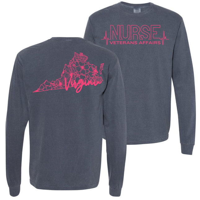 VA Nurse Heartbeat with State - Comfort Colors