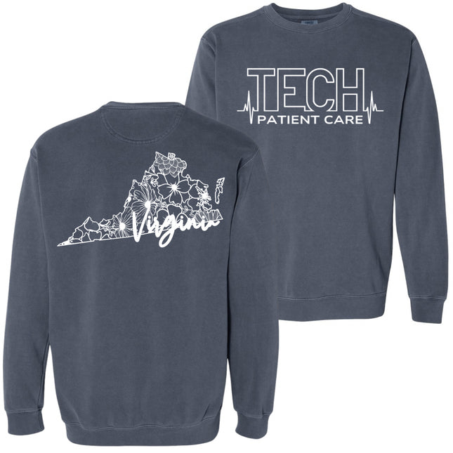 CNA or Patient Care Tech Heartbeat with Virginia Outline on back