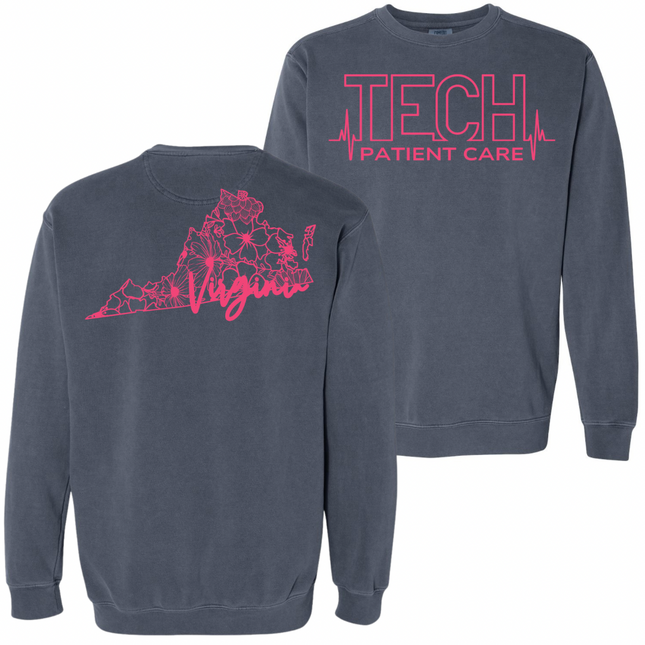 CNA or Patient Care Tech Heartbeat with Virginia Outline on back