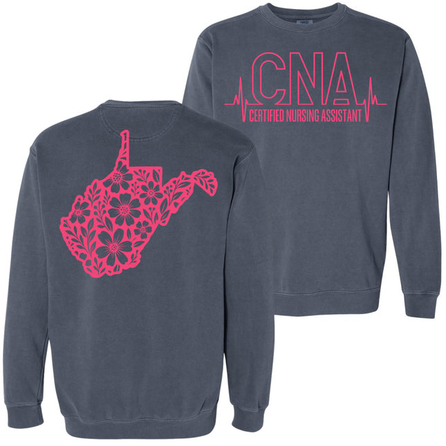 CNA or Patient Care Tech Heartbeat with West Virginia Outline on back
