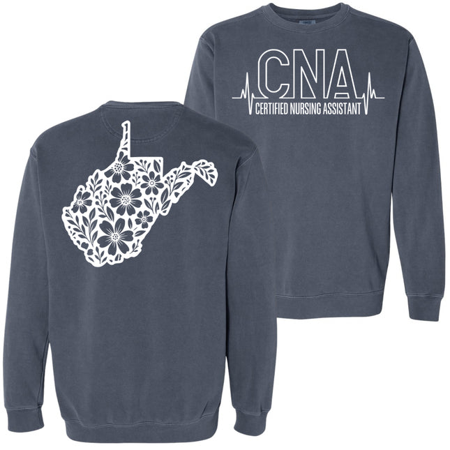 CNA or Patient Care Tech Heartbeat with West Virginia Outline on back
