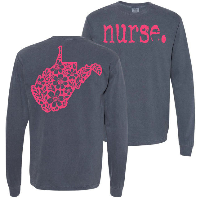 Typewriter Nurse with West Virginia State on back - Comfort Colors
