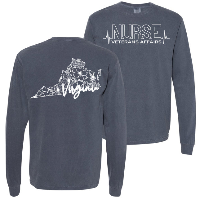 VA Nurse Heartbeat with State - Comfort Colors
