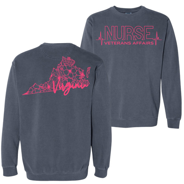 VA Nurse Heartbeat with State - Comfort Colors