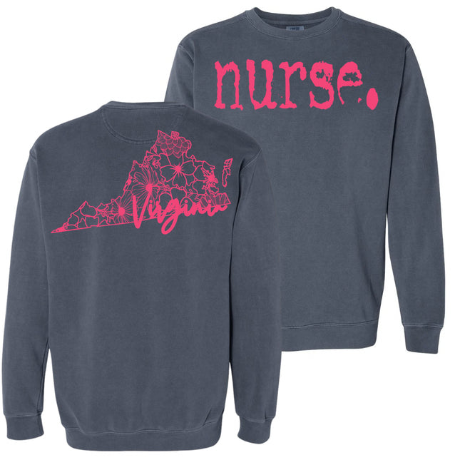 Typewriter Nurse with Virginia State on back - Comfort Colors