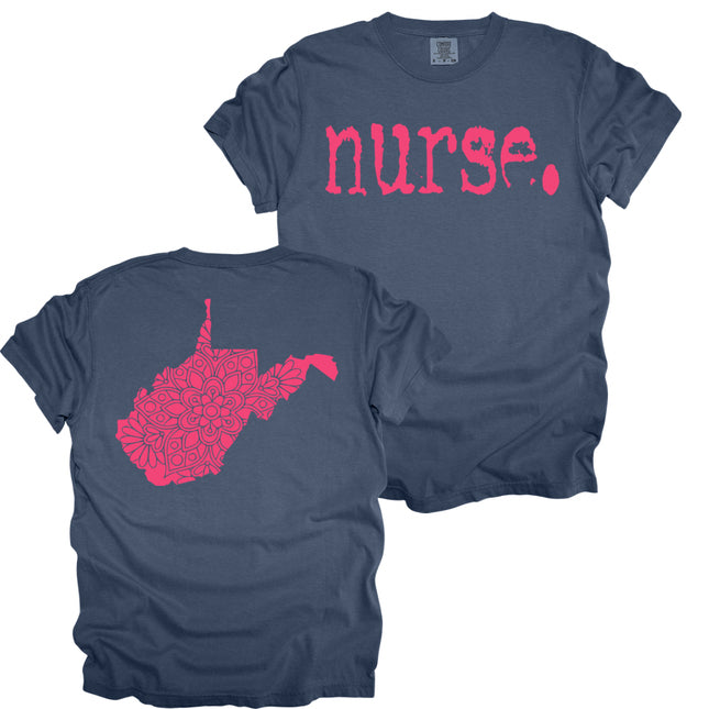 Typewriter Nurse with West Virginia State on back - Comfort Colors