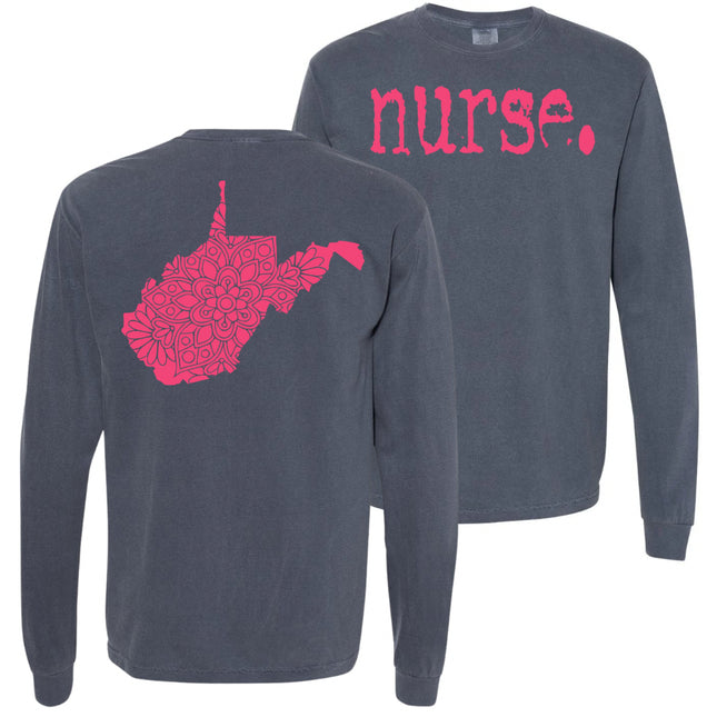 Typewriter Nurse with West Virginia State on back - Comfort Colors