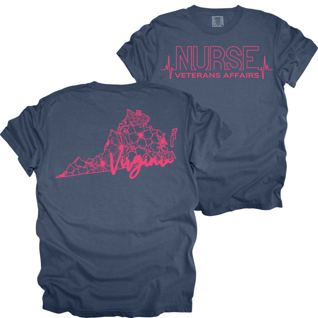 VA Nurse Heartbeat with State - Comfort Colors