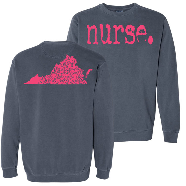 Typewriter Nurse with Virginia State on back - Comfort Colors