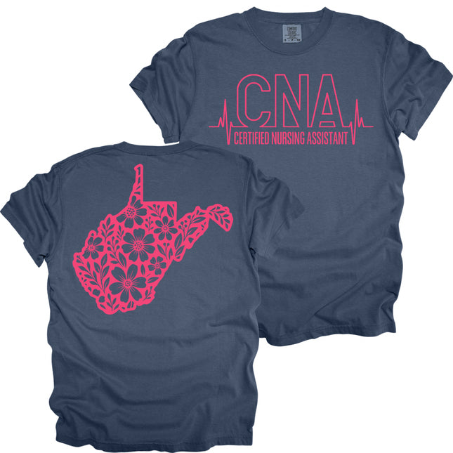 CNA or Patient Care Tech Heartbeat with West Virginia Outline on back
