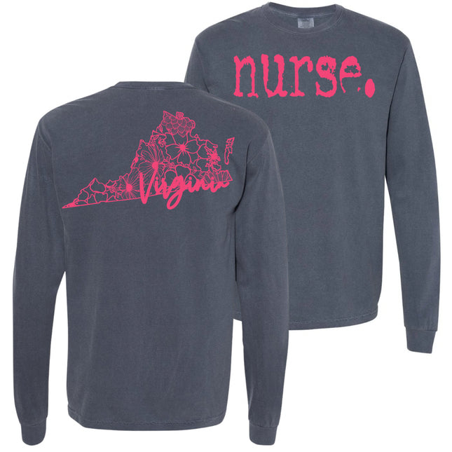 Typewriter Nurse with Virginia State on back - Comfort Colors