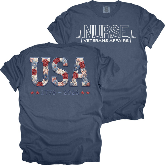 USA Floral VA Nurse - Comfort Colors T-Shirt