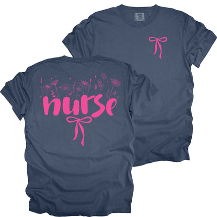 Wildflowers Nurse with Bow - Comfort Colors T-Shirt