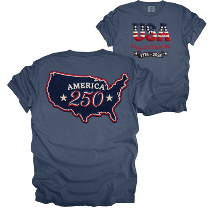 Two sided Red White Blue USA - Comfort Colors Apparel
