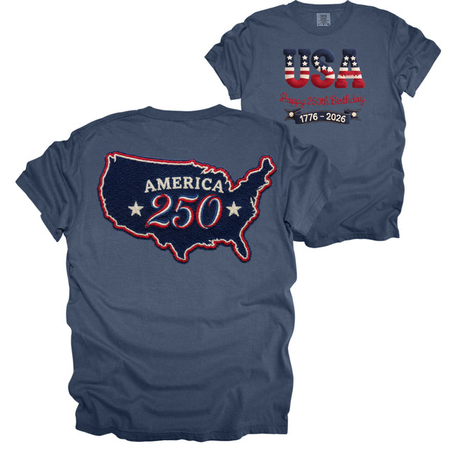 Two sided Red White Blue USA - Comfort Colors Apparel