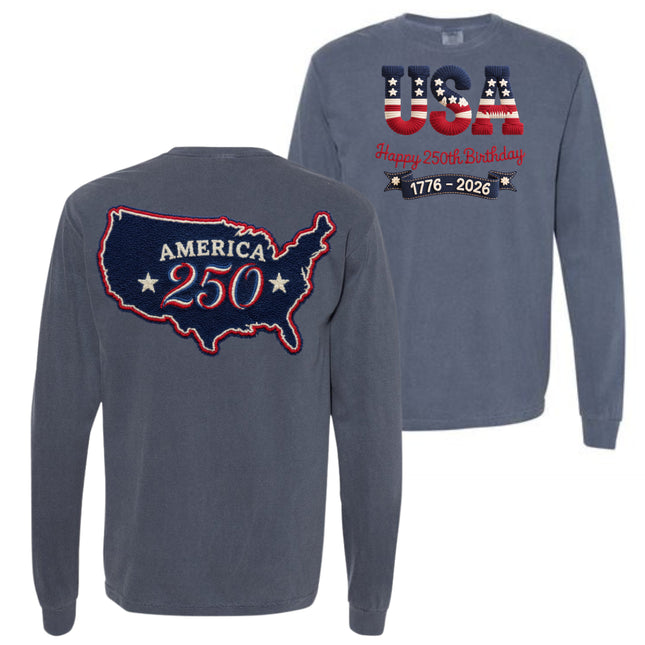 Two sided Red White Blue USA - Comfort Colors Apparel