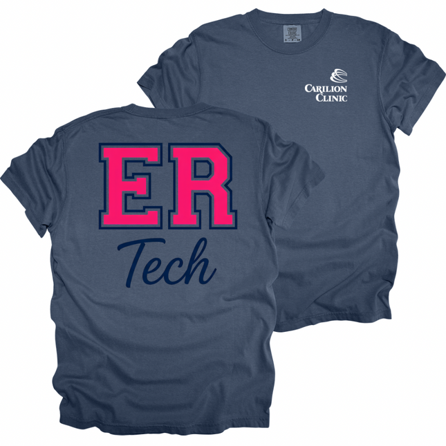 Carilion Clinic Varsity Hot Pink Departments- Comfort Colors T-Shirt
