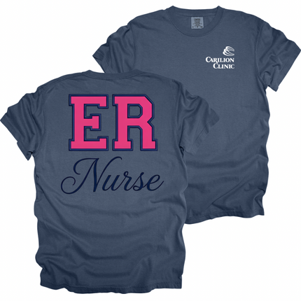 Carilion Clinic Varsity Hot Pink Departments- Comfort Colors T-Shirt