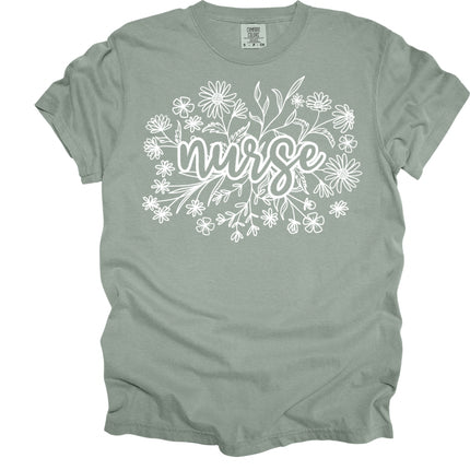 Floral Wildflower Nurse - Comfort Colors T-Shirt