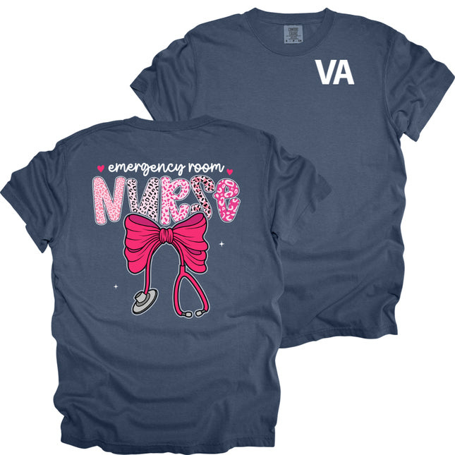 Veteran Affairs Pink Leopard Nurse - Comfort Colors T-Shirt